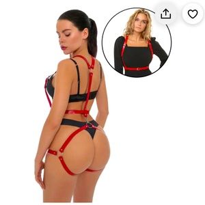 PLUS SIZE Leather Adjustable Sexy Two Pieces Chest and Legs Harness